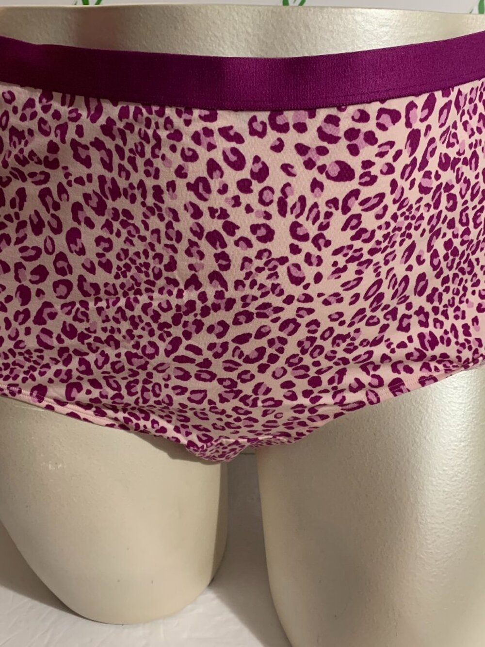 Catherines Intimates Boyshort Panties Underwear Cotton Blend Leopard Pink 5X